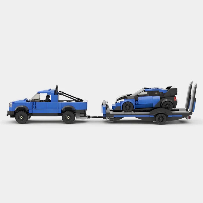Ford F-150 Raptor with Trailer and Ford Focus