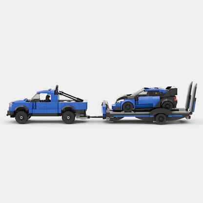 Ford F-150 Raptor with Trailer and Ford Focus