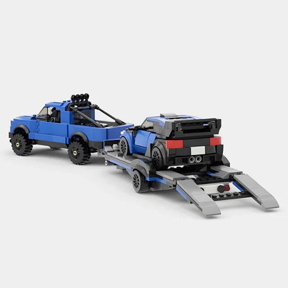 Ford F-150 Raptor with Trailer and Ford Focus